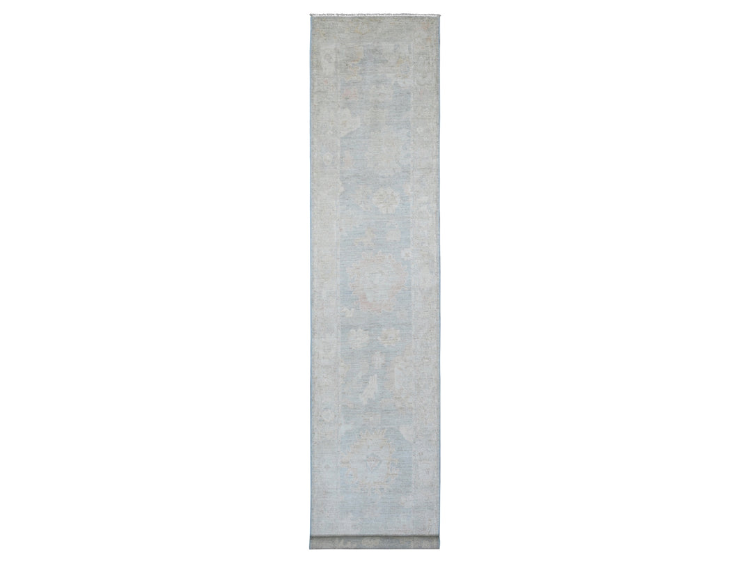 3'1" x 15'6" New Hand Knotted Grey Wool Runner Oriental Rug - MOA10289928