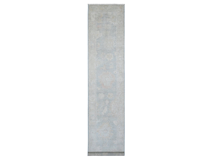 3'1" x 15'6" New Hand Knotted Grey Wool Runner Oriental Rug - MOA10289928