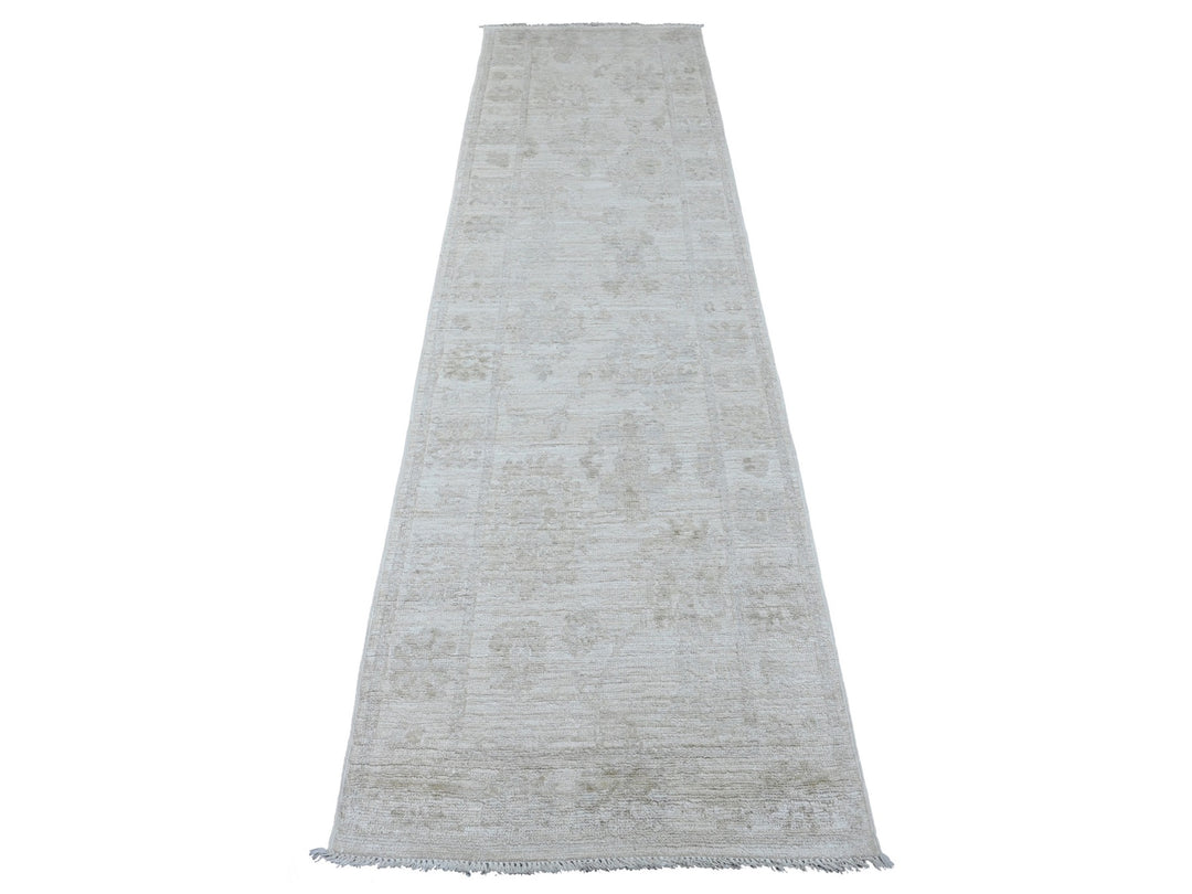 2'7" x 9'8" New Hand Knotted Ivory Wool Runner Oriental Rug - MOA10289929