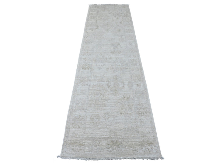 2'7" x 9'8" New Hand Knotted Ivory Wool Runner Oriental Rug - MOA10289929