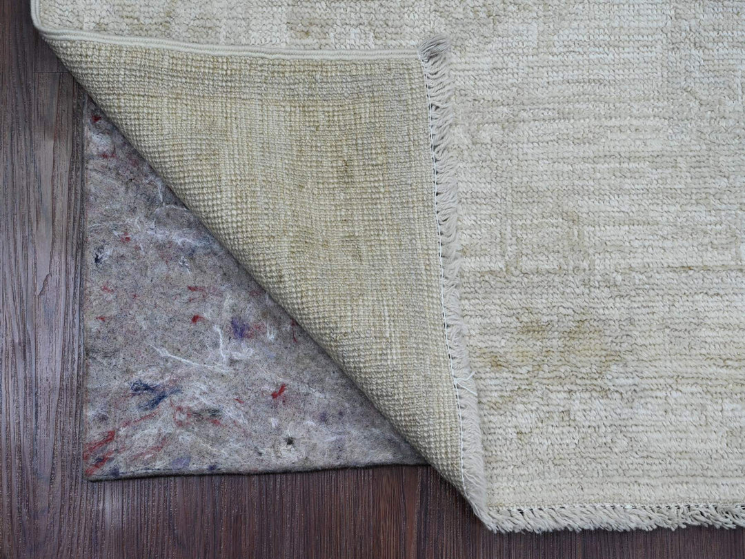 2'7" x 9'8" New Hand Knotted Ivory Wool Runner Oriental Rug - MOA10289929