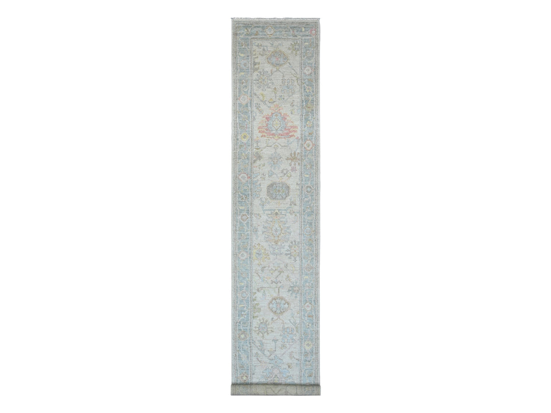2'10" x 15'9" New Hand Knotted Ivory Wool Runner Oriental Rug - MOA10289934