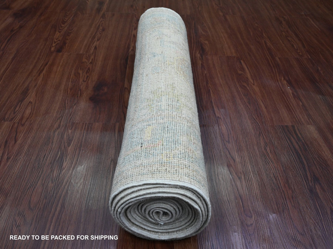 2'10" x 15'9" New Hand Knotted Ivory Wool Runner Oriental Rug - MOA10289934