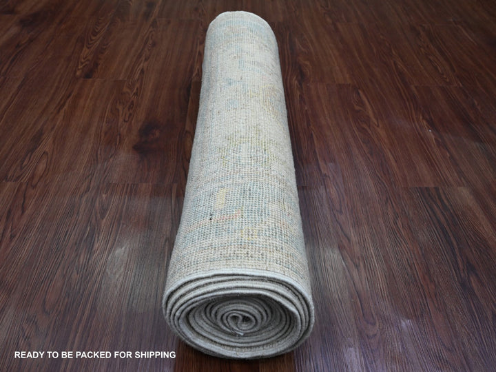2'10" x 15'9" New Hand Knotted Ivory Wool Runner Oriental Rug - MOA10289934