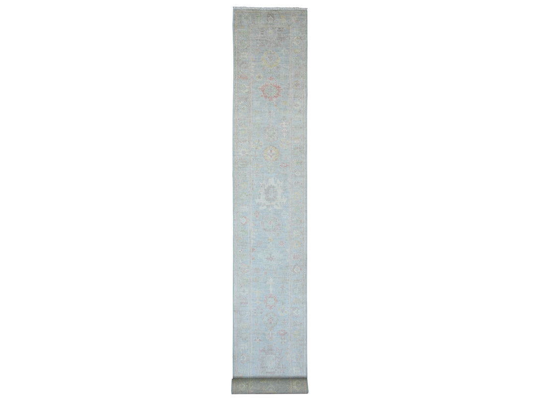 2'8" x 24'9" New Hand Knotted Blue Wool Runner Oriental Rug - MOA10289935