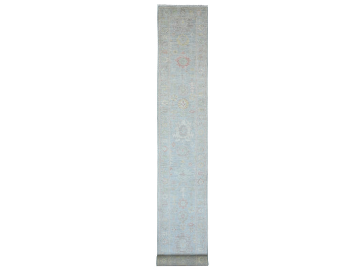 2'8" x 24'9" New Hand Knotted Blue Wool Runner Oriental Rug - MOA10289935