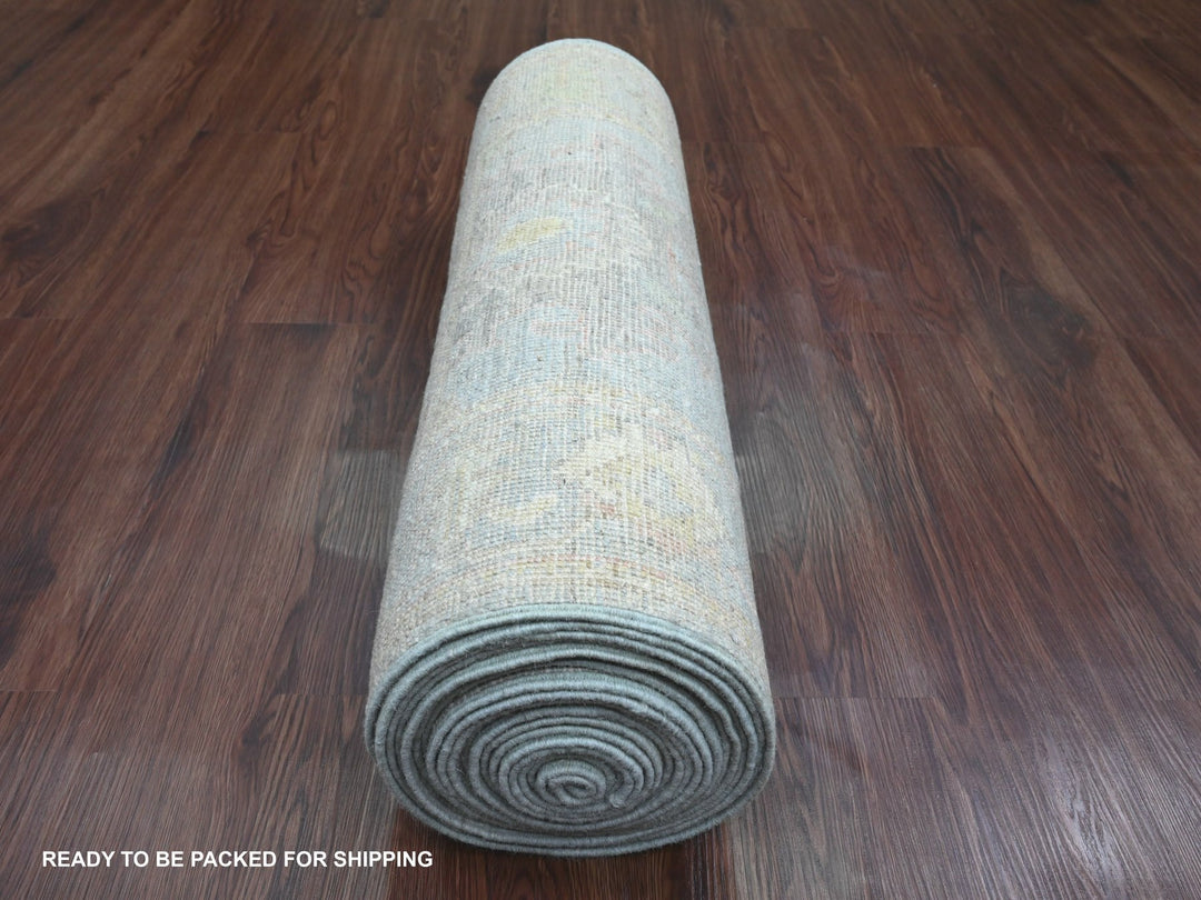 2'8" x 24'9" New Hand Knotted Blue Wool Runner Oriental Rug - MOA10289935