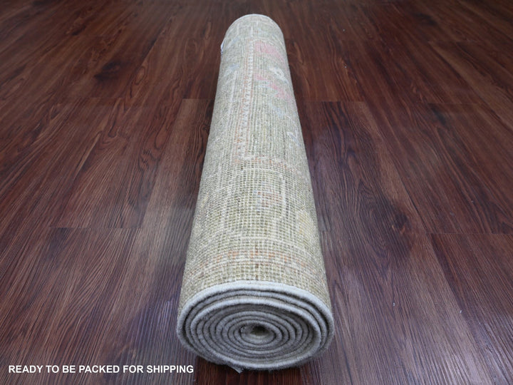 2'9" x 9'11" New Hand Knotted Green Wool Runner Oriental Rug - MOA10289937