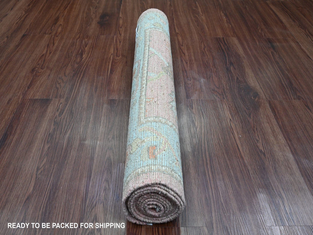 2'9" x 9'7" New Hand Knotted Pink Wool Runner Oriental Rug - MOA10289939