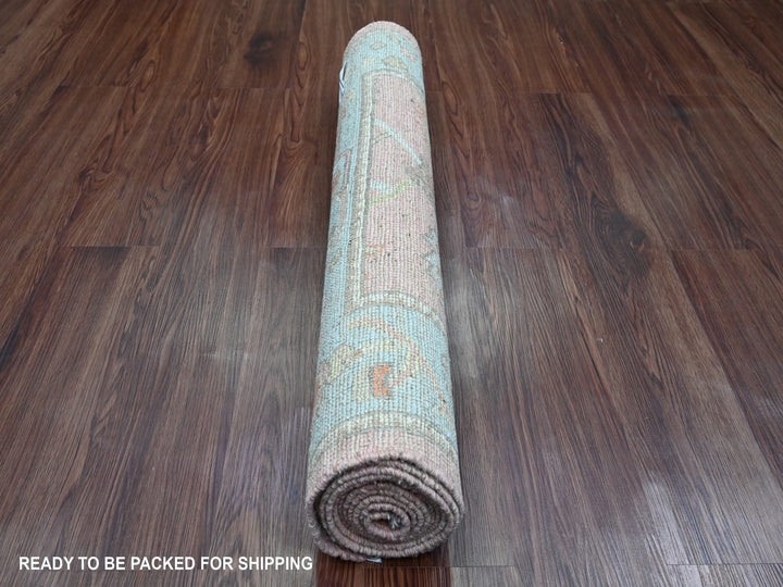 2'9" x 9'7" New Hand Knotted Pink Wool Runner Oriental Rug - MOA10289939