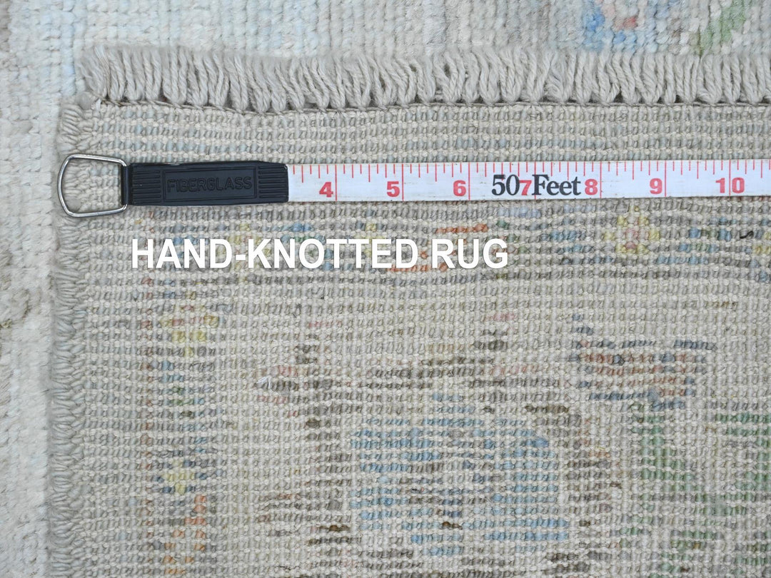 3'1" x 10'0" New Hand Knotted Grey Wool Runner Oriental Rug - MOA10289940
