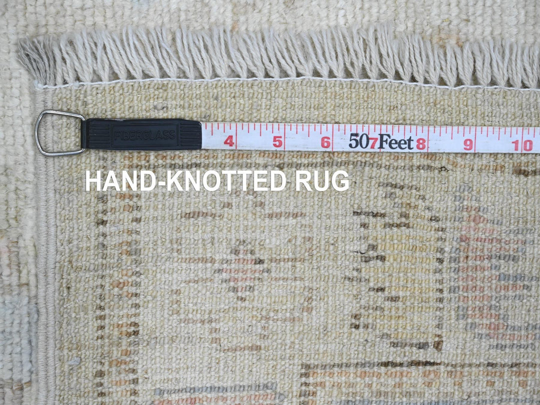 2'10" x 12'7" New Hand Knotted Ivory Wool Runner Oriental Rug - MOA10289942