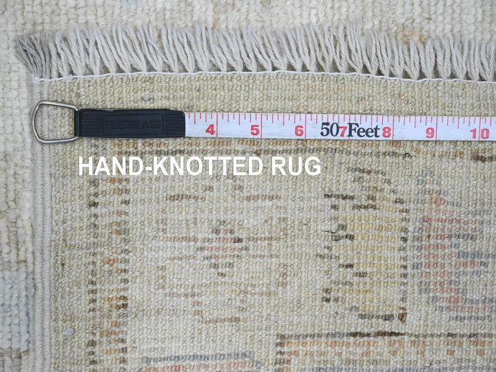 2'10" x 12'7" New Hand Knotted Ivory Wool Runner Oriental Rug - MOA10289942
