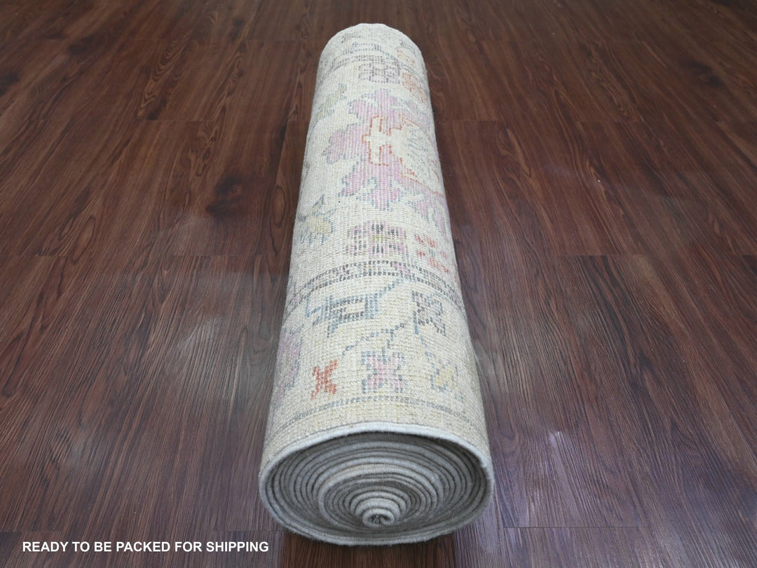 3'0" x 22'5" New Hand Knotted Ivory Wool Runner Oriental Rug - MOA10289944
