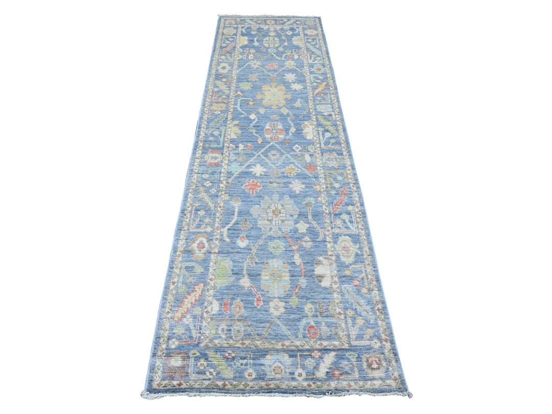 2'9" x 9'9" New Hand Knotted Blue Wool Runner Oriental Rug - MOA10289945