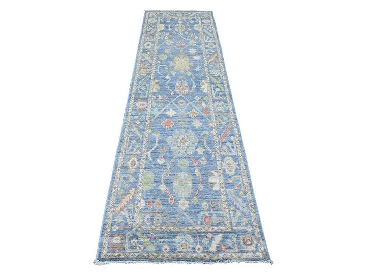 2'9" x 9'9" New Hand Knotted Blue Wool Runner Oriental Rug - MOA10289945