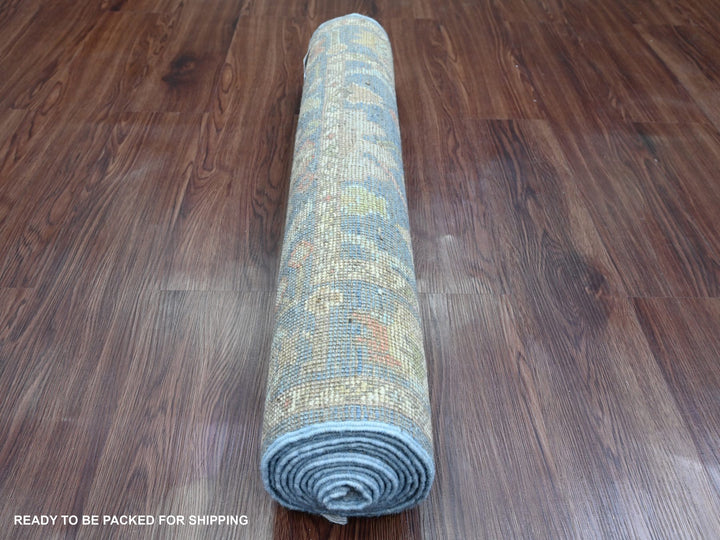 2'9" x 9'9" New Hand Knotted Blue Wool Runner Oriental Rug - MOA10289945