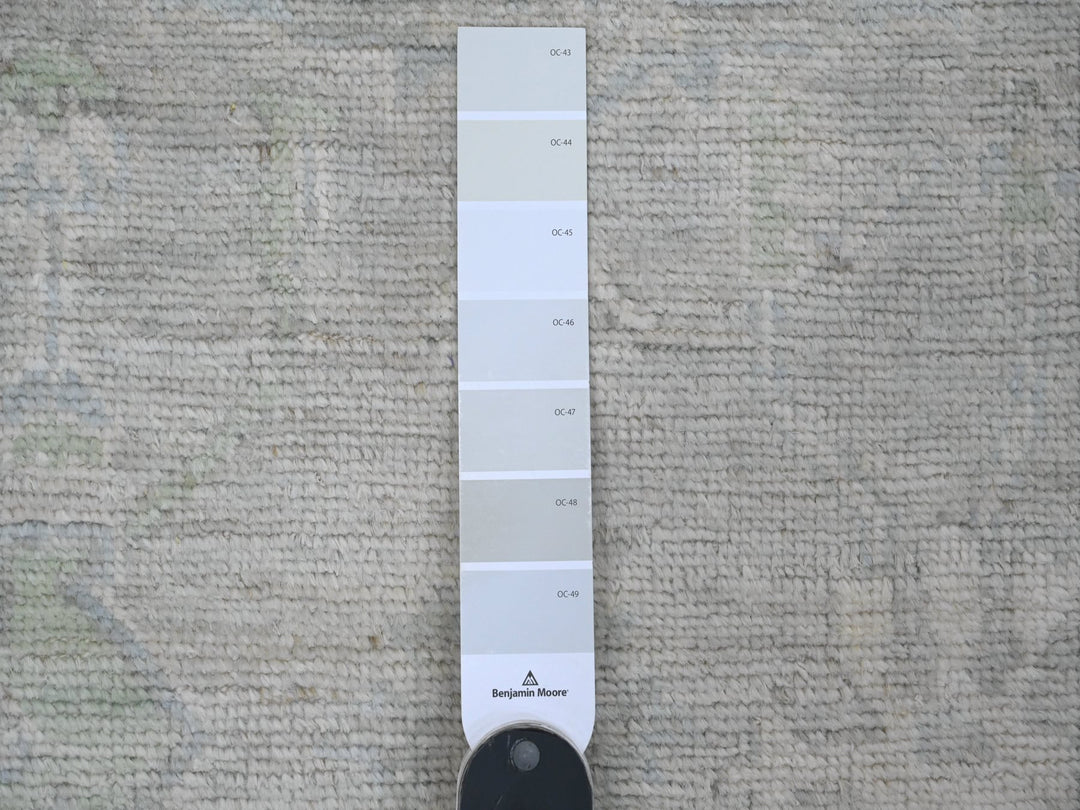 2'9" x 9'7" New Hand Knotted Grey Wool Runner Oriental Rug - MOA10289946