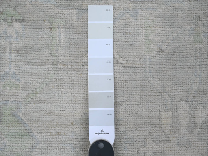 2'9" x 9'7" New Hand Knotted Grey Wool Runner Oriental Rug - MOA10289946