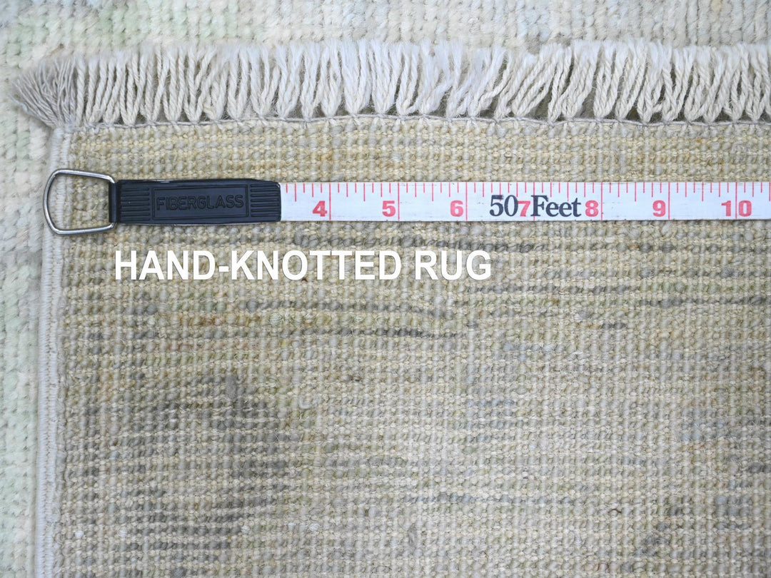 2'9" x 9'7" New Hand Knotted Grey Wool Runner Oriental Rug - MOA10289946