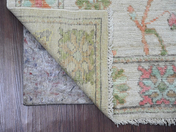 2'11" x 5'11" New Hand Knotted Ivory Wool Runner Oriental Rug - MOA10289949