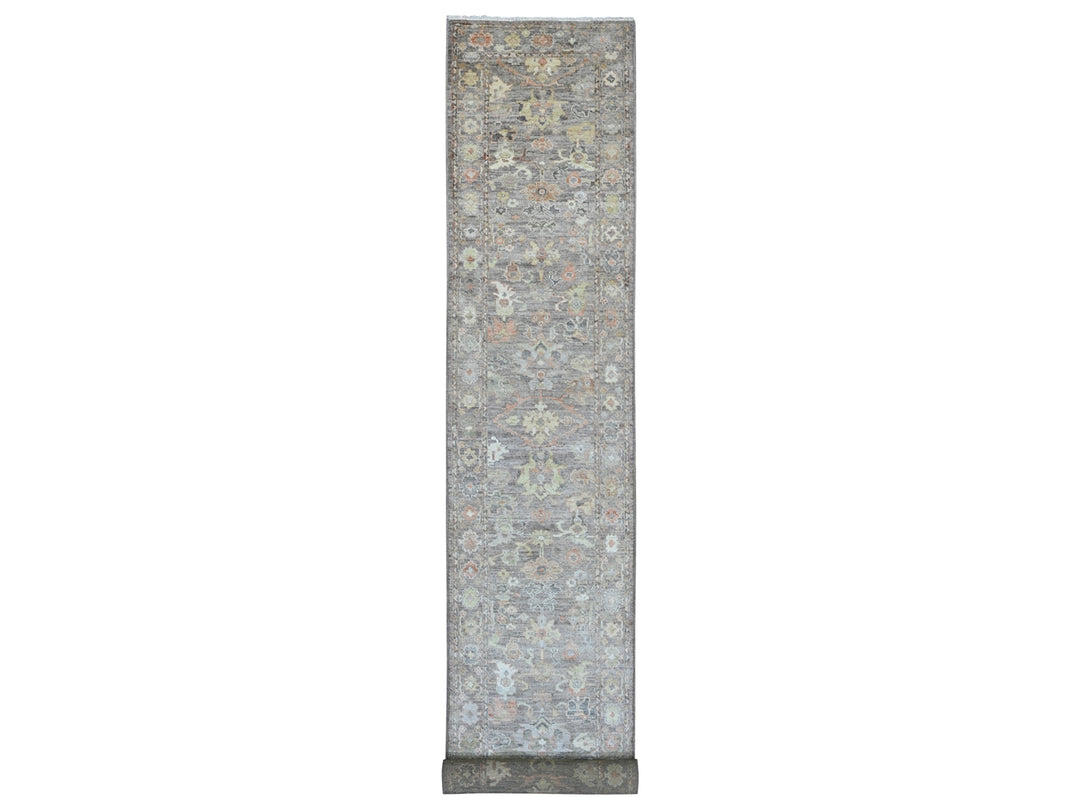 3'2" x 23'7" New Hand Knotted Brown Wool Runner Oriental Rug - MOA10289950