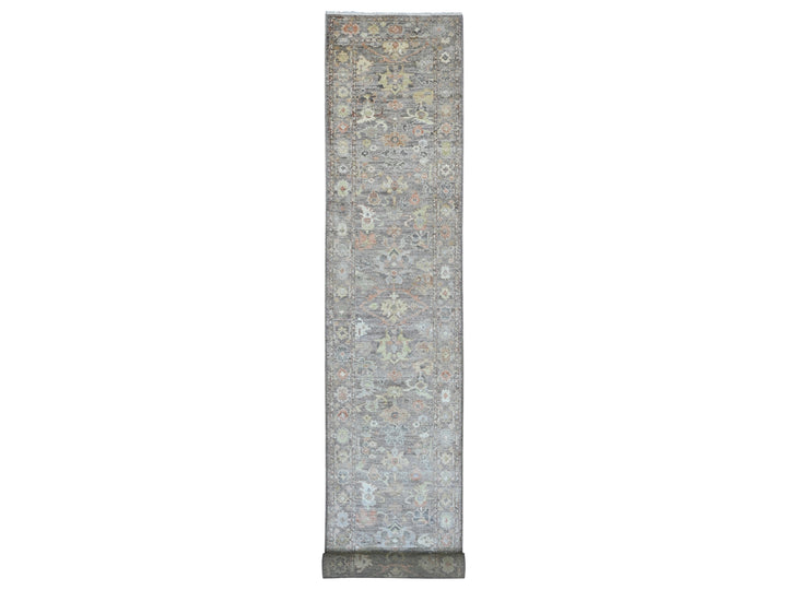 3'2" x 23'7" New Hand Knotted Brown Wool Runner Oriental Rug - MOA10289950