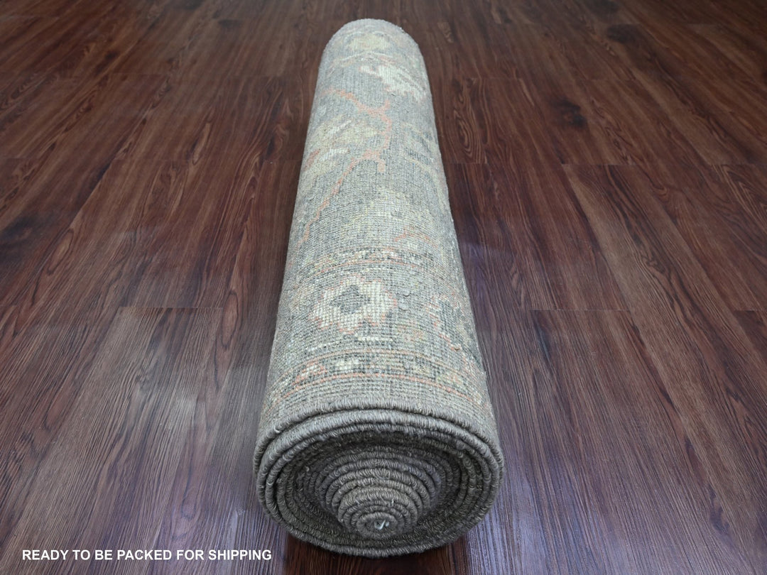 3'2" x 23'7" New Hand Knotted Brown Wool Runner Oriental Rug - MOA10289950
