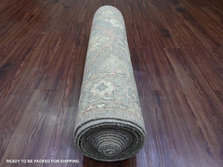 3'2" x 23'7" New Hand Knotted Brown Wool Runner Oriental Rug - MOA10289950