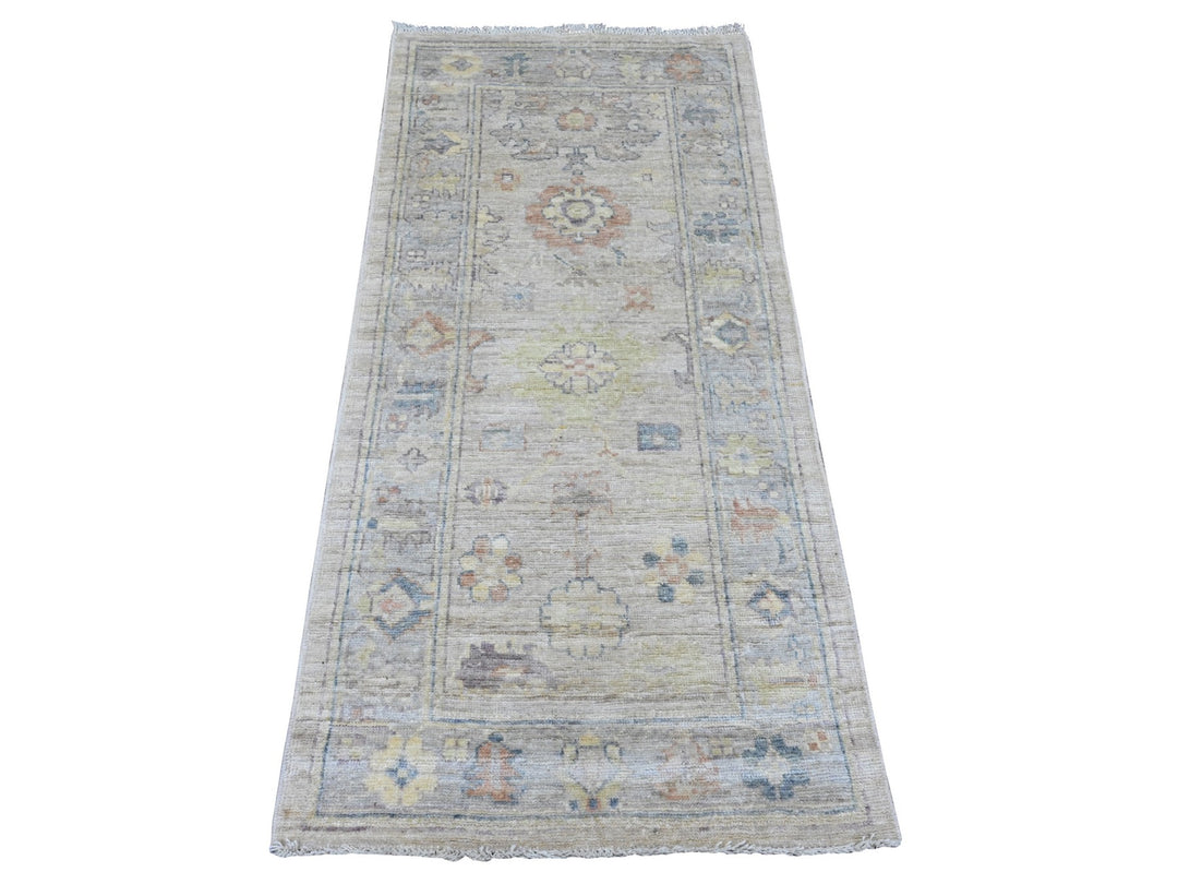 2'8" x 5'7" New Hand Knotted Grey Wool Runner Oriental Rug - MOA10289955