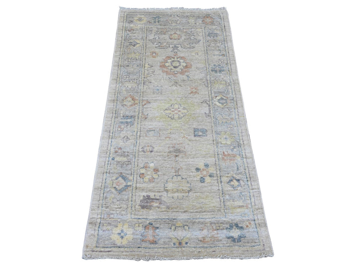 2'8" x 5'7" New Hand Knotted Grey Wool Runner Oriental Rug - MOA10289955