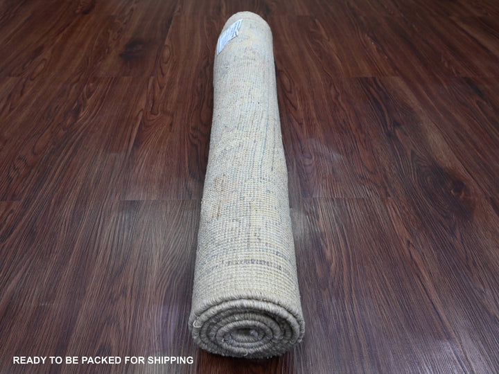 2'8" x 5'7" New Hand Knotted Grey Wool Runner Oriental Rug - MOA10289955
