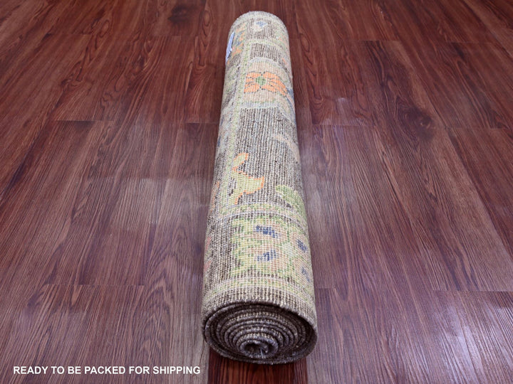 2'10" x 10'4" New Hand Knotted Brown Wool Runner Oriental Rug - MOA10289956