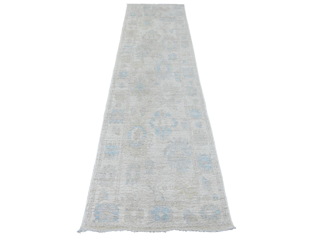 2'7" x 9'10" New Hand Knotted Ivory Wool Runner Oriental Rug - MOA10289957