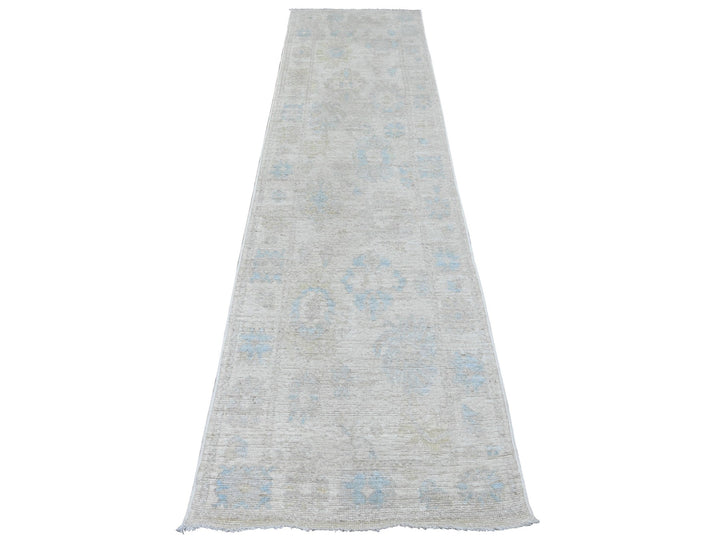 2'7" x 9'10" New Hand Knotted Ivory Wool Runner Oriental Rug - MOA10289957