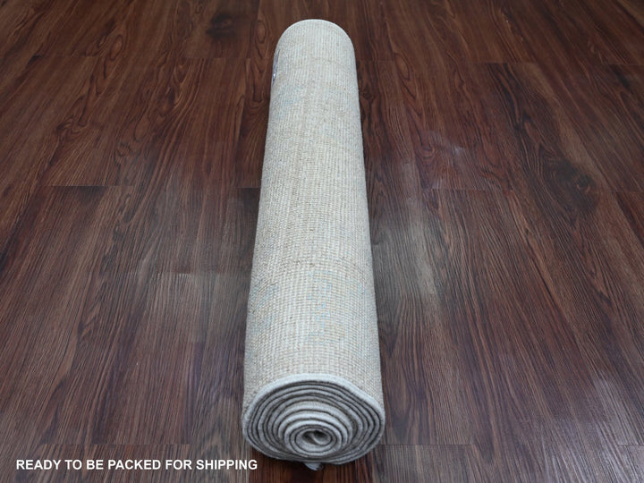 2'7" x 9'10" New Hand Knotted Ivory Wool Runner Oriental Rug - MOA10289957