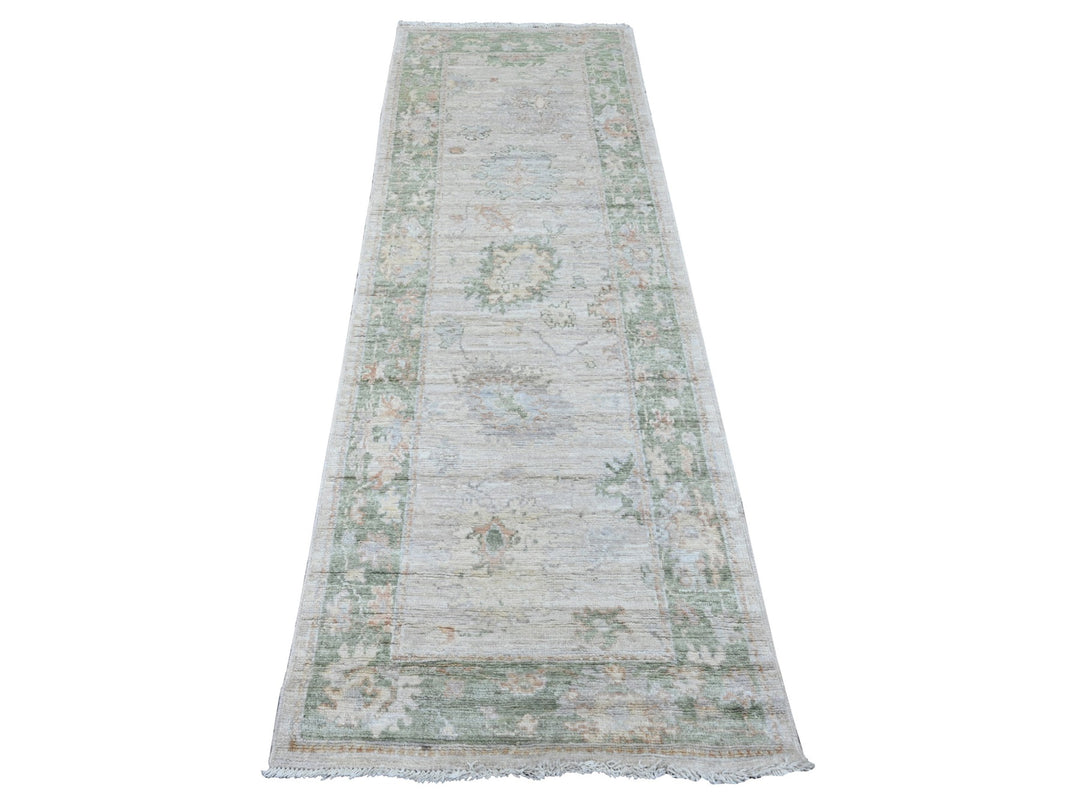 2'8" x 7'11" New Hand Knotted Ivory Wool Runner Oriental Rug - MOA10289958