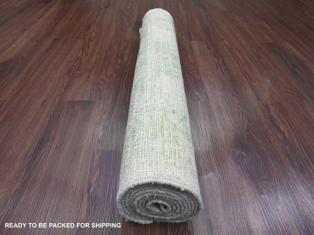 2'8" x 7'11" New Hand Knotted Ivory Wool Runner Oriental Rug - MOA10289958