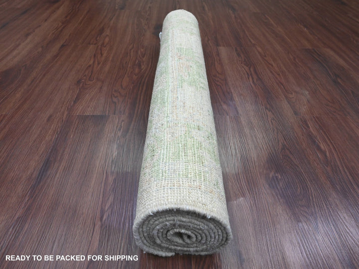2'8" x 7'11" New Hand Knotted Ivory Wool Runner Oriental Rug - MOA10289958