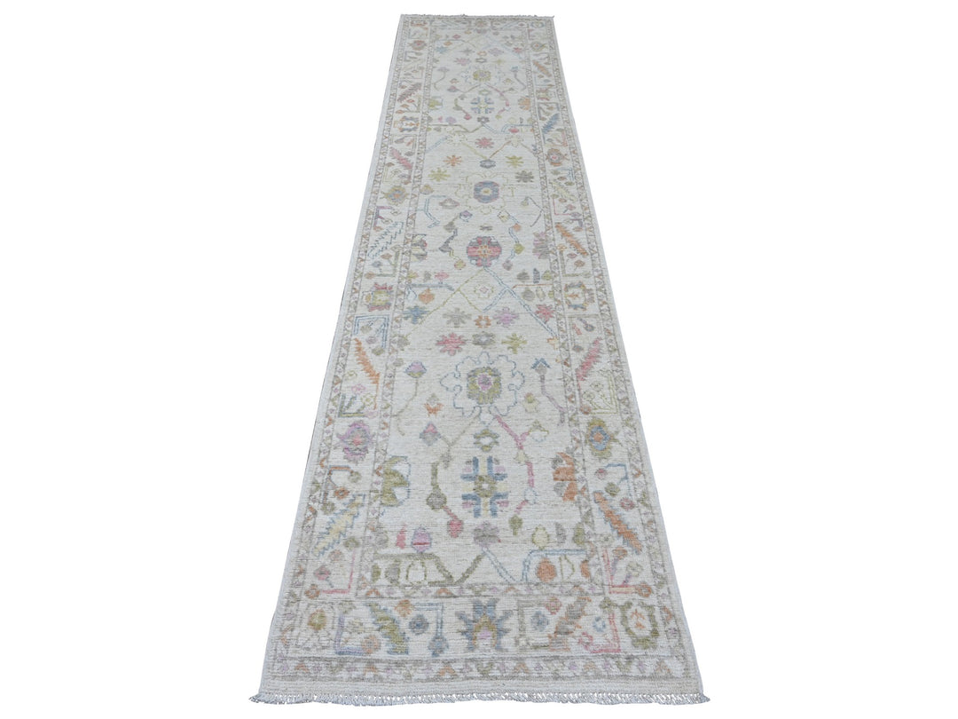 2'8" x 11'8" New Hand Knotted Ivory Wool Runner Oriental Rug - MOA10289961