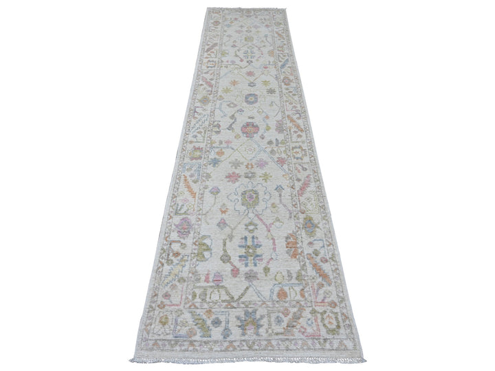 2'8" x 11'8" New Hand Knotted Ivory Wool Runner Oriental Rug - MOA10289961