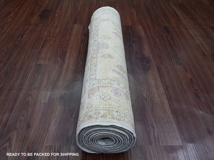 2'8" x 11'8" New Hand Knotted Ivory Wool Runner Oriental Rug - MOA10289961