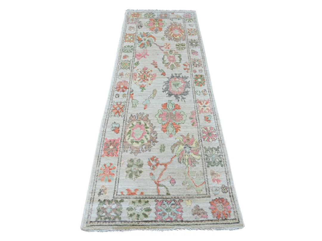 2'9" x 7'11" New Hand Knotted Grey Wool Runner Oriental Rug - MOA10289963