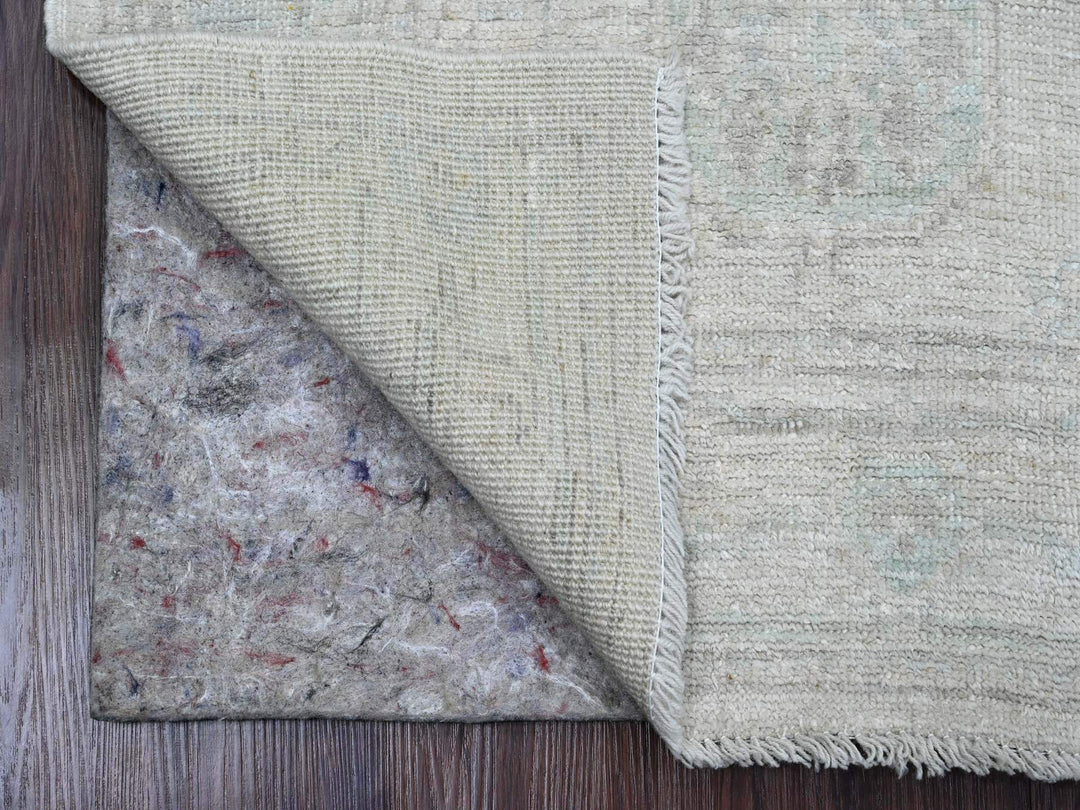2'8" x 9'7" New Hand Knotted Grey Wool Runner Oriental Rug - MOA10289964