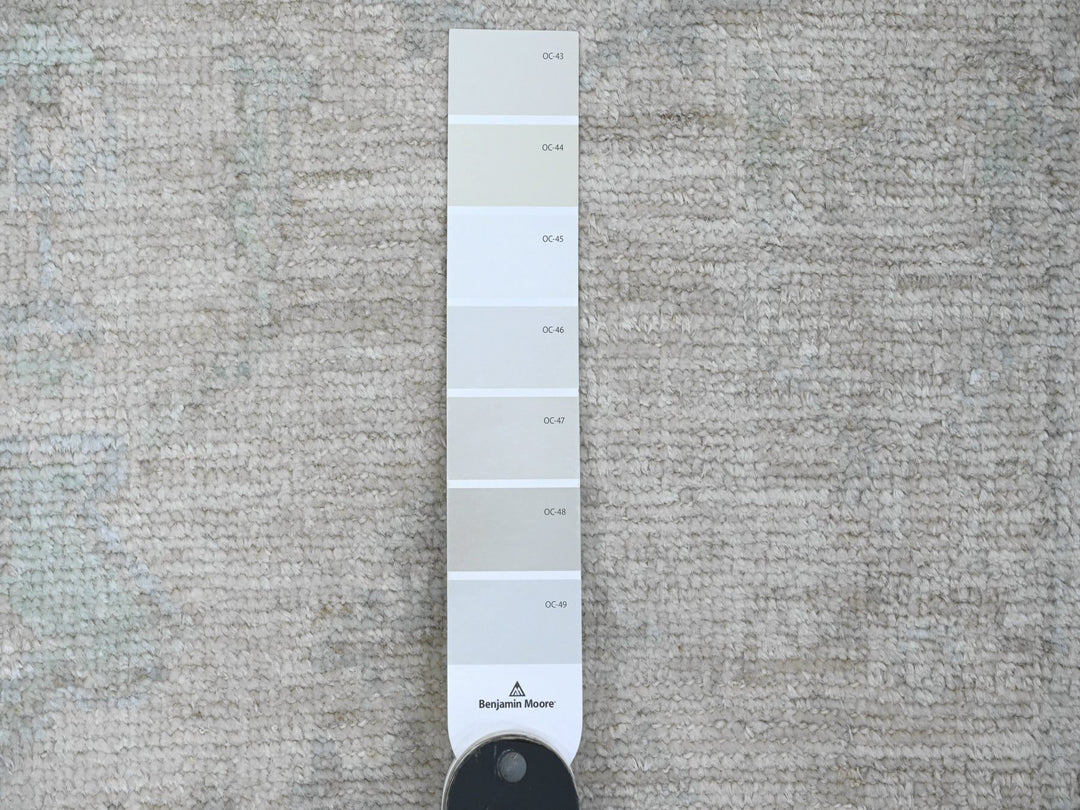 2'8" x 9'7" New Hand Knotted Grey Wool Runner Oriental Rug - MOA10289964