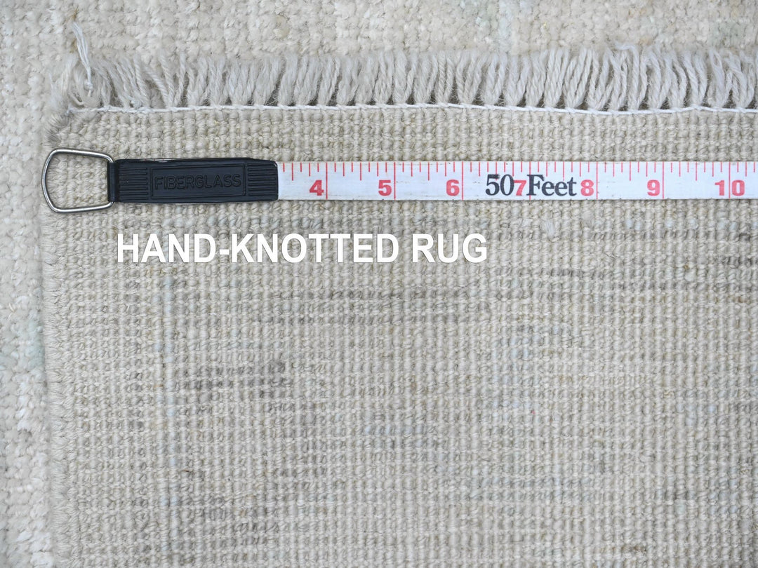 2'8" x 9'7" New Hand Knotted Grey Wool Runner Oriental Rug - MOA10289964