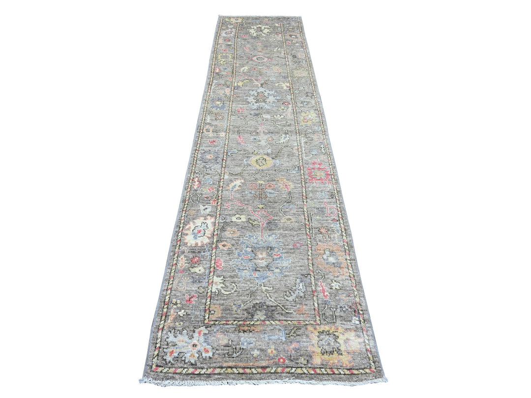 2'10" x 11'10" New Hand Knotted Brown Wool Runner Oriental Rug - MOA10289967