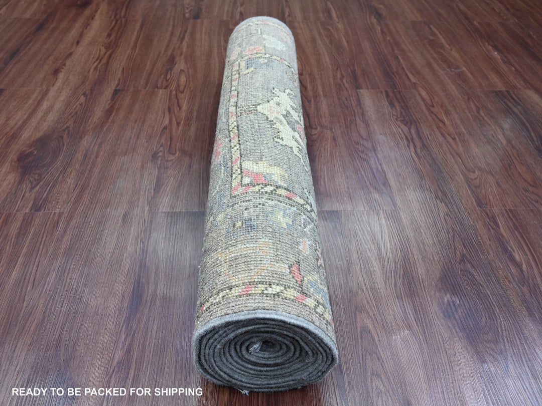 2'10" x 11'10" New Hand Knotted Brown Wool Runner Oriental Rug - MOA10289967