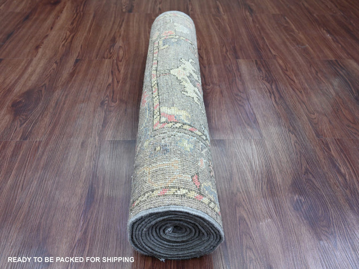 2'10" x 11'10" New Hand Knotted Brown Wool Runner Oriental Rug - MOA10289967