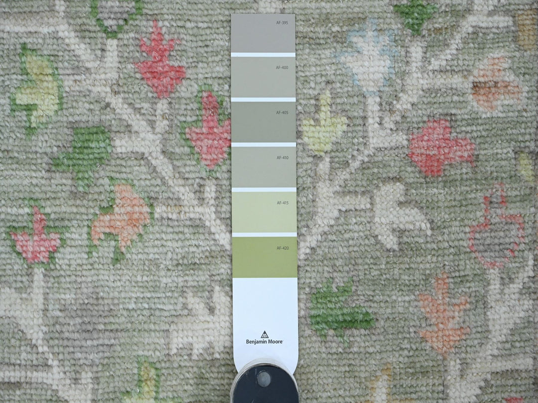 2'8" x 9'11" New Hand Knotted Green Wool Runner Oriental Rug - MOA10289968